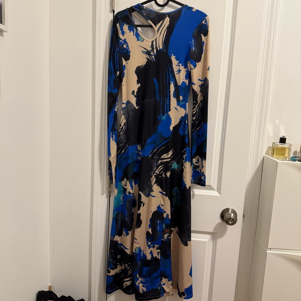 H&M Blue and Black Abstract Long Sleeve Dress size XS - Picture 6 of 10